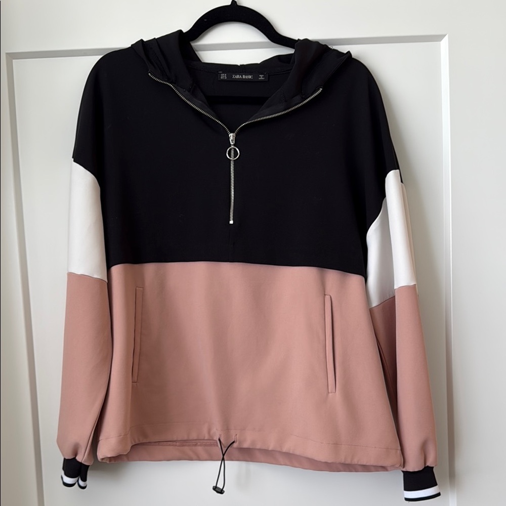 Zara Black and Pink Boxy Sweatshirt